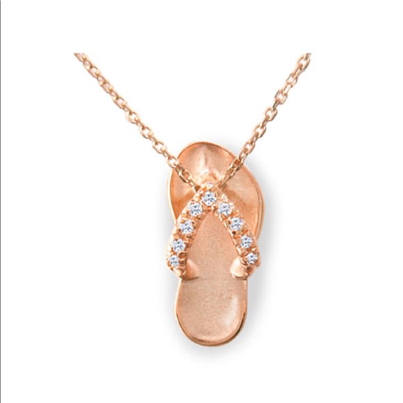Na Hoku Jewelry - 14K Rose Gold diamond Hawaiian Slipper Necklace